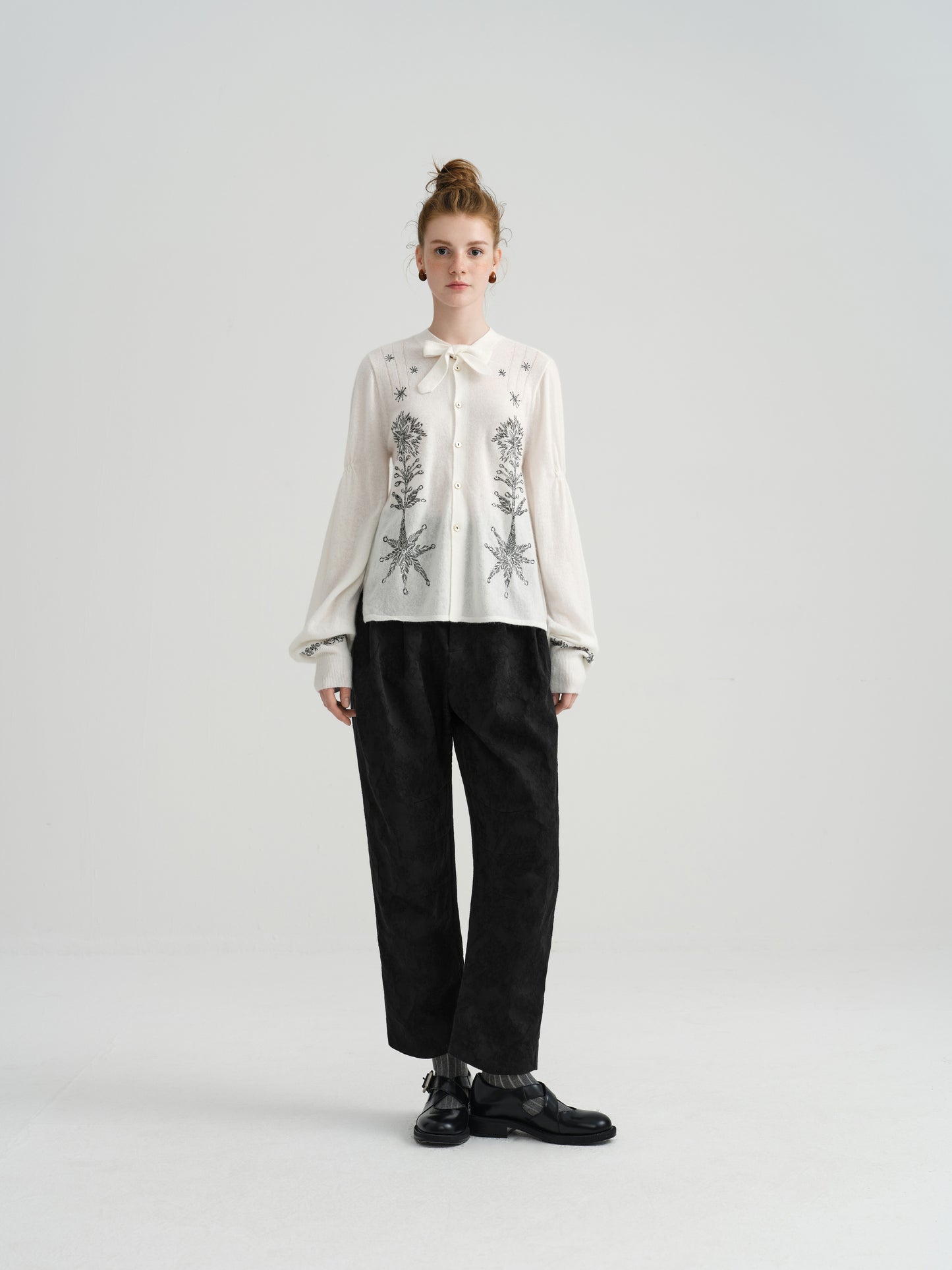 Harune's Bow Cardigan White