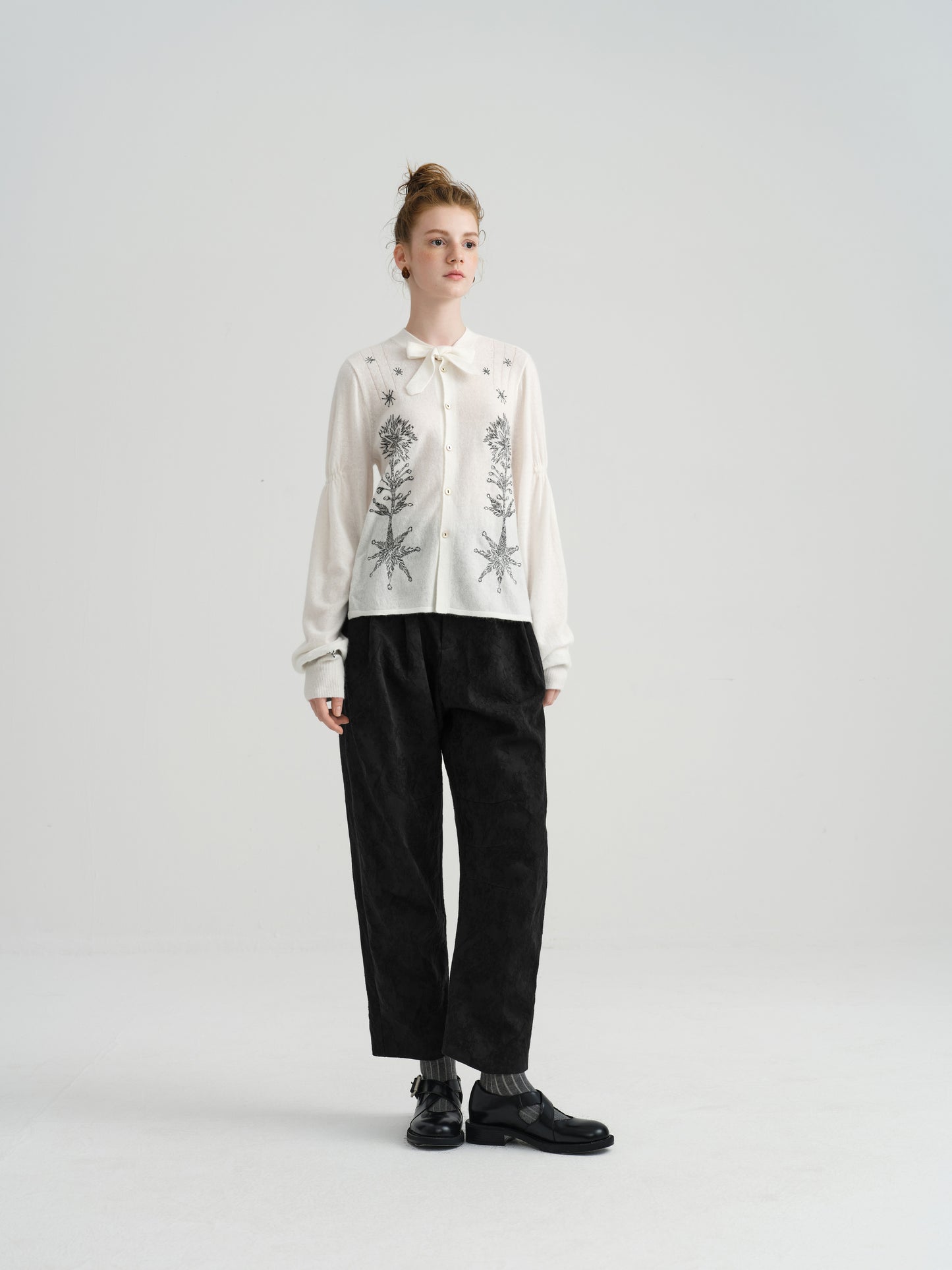 Harune's Bow Cardigan White