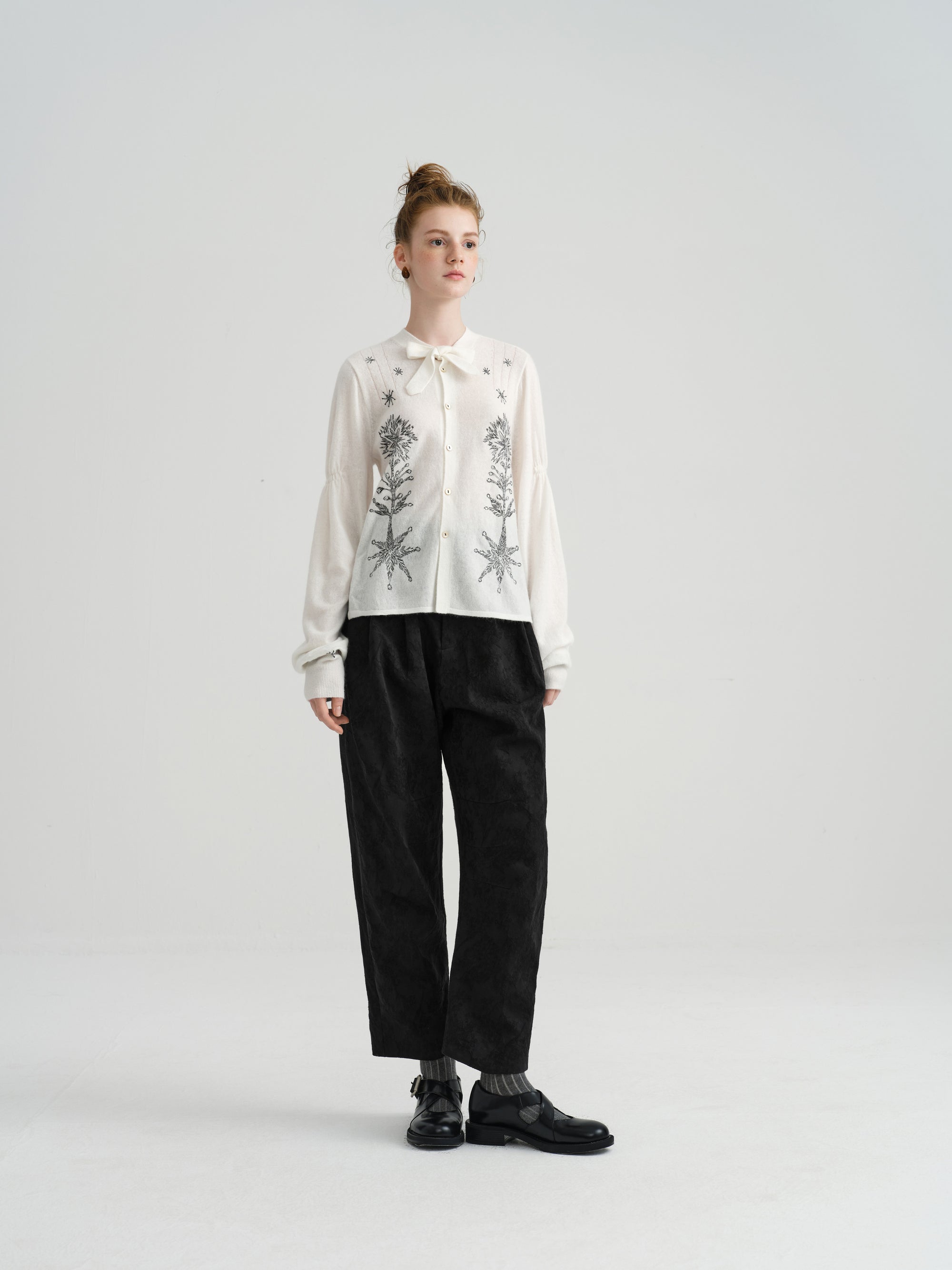 Harune's Bow Cardigan White