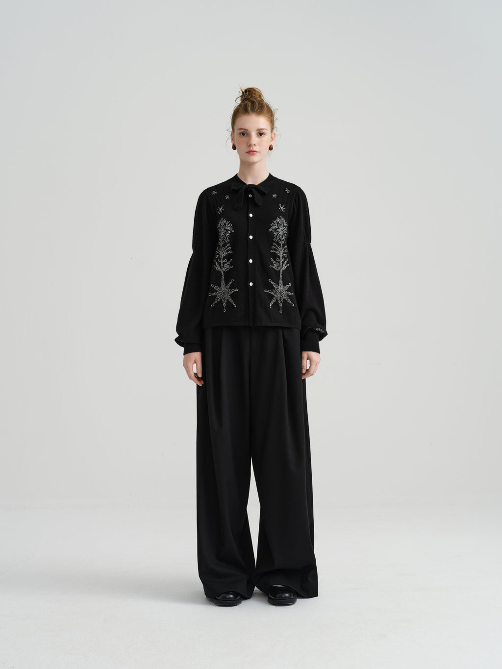 Harune's Bow Cardigan Black