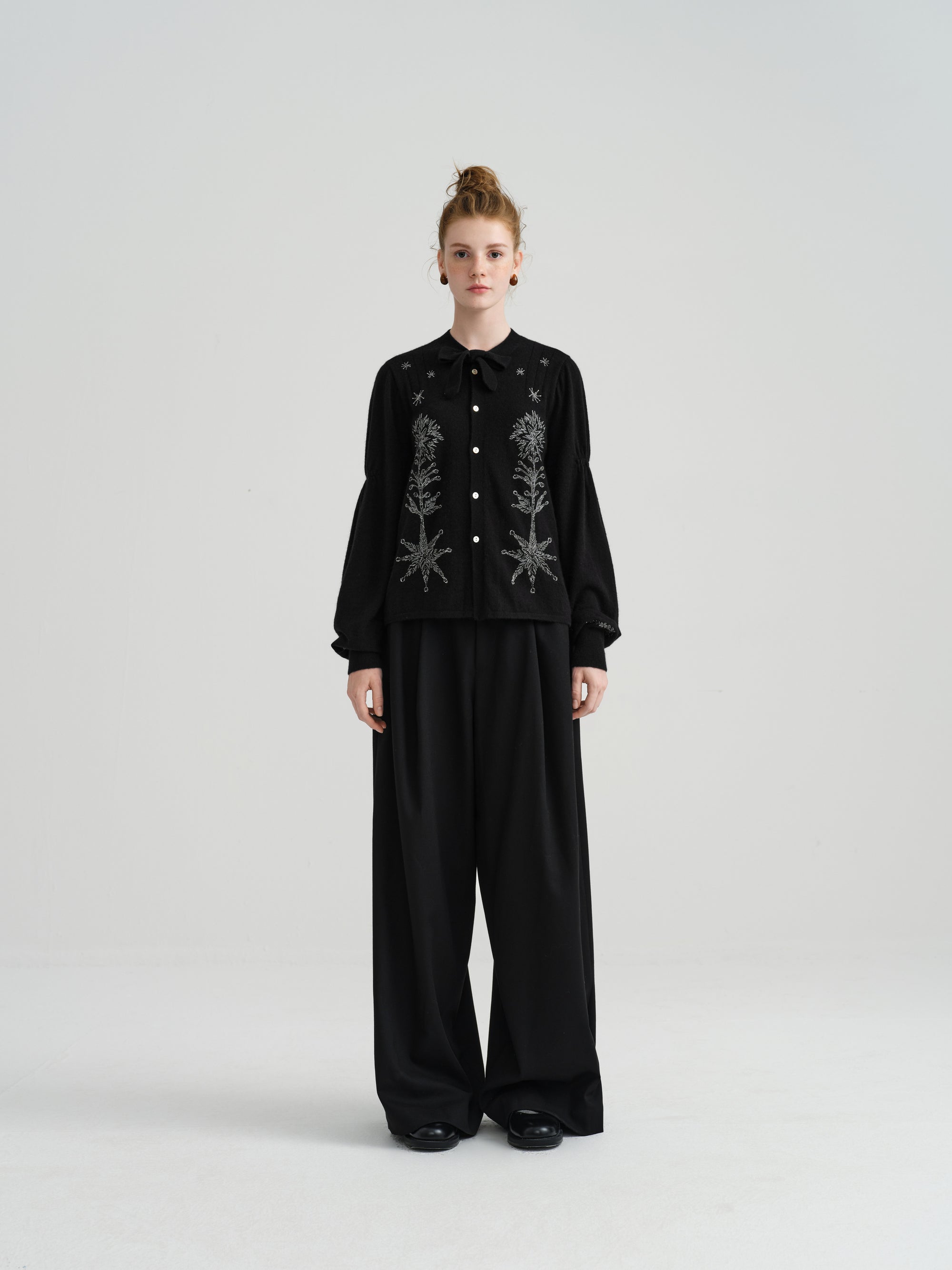 Harune's Bow Cardigan Black
