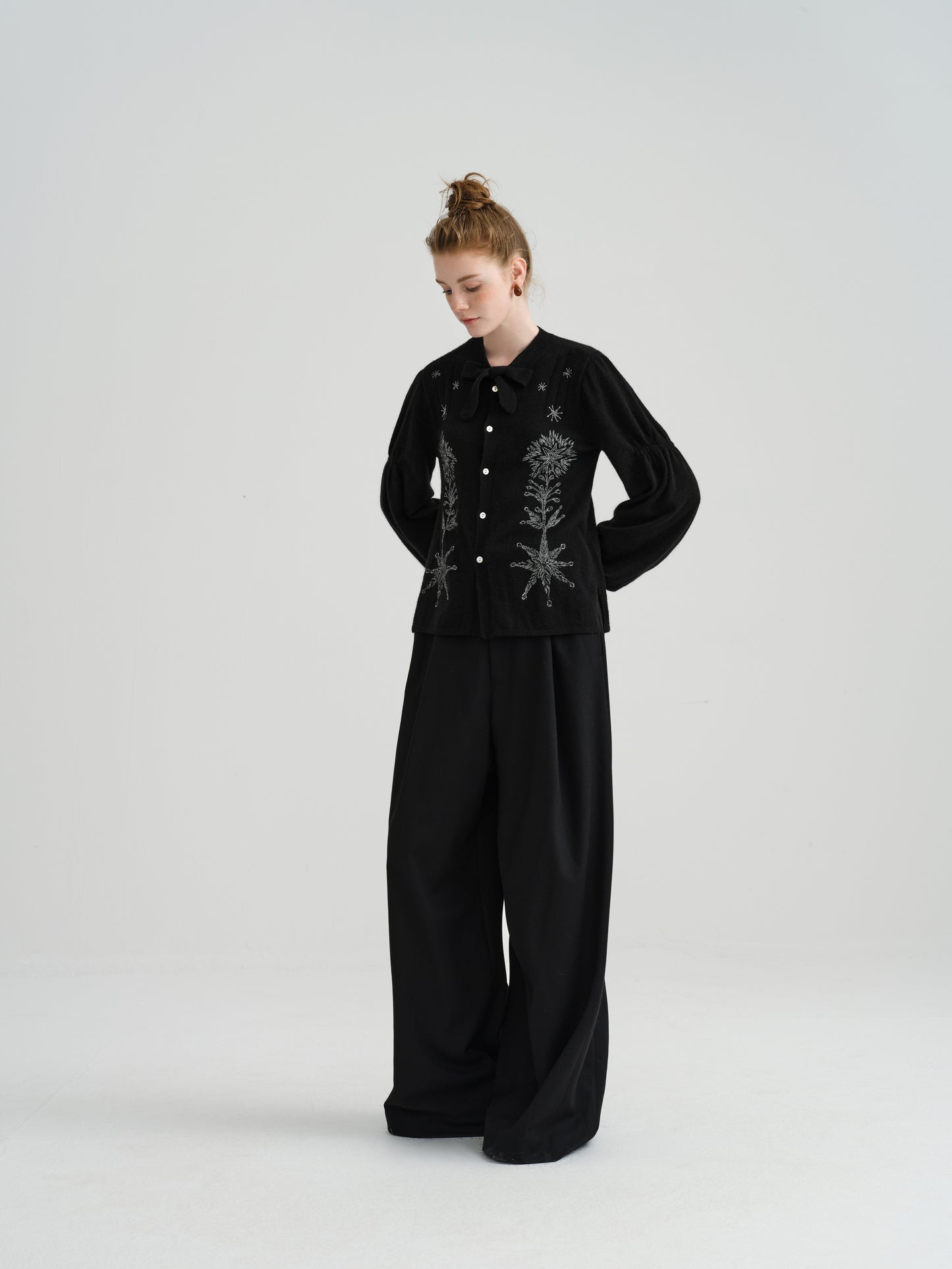 Harune's Bow Cardigan Black