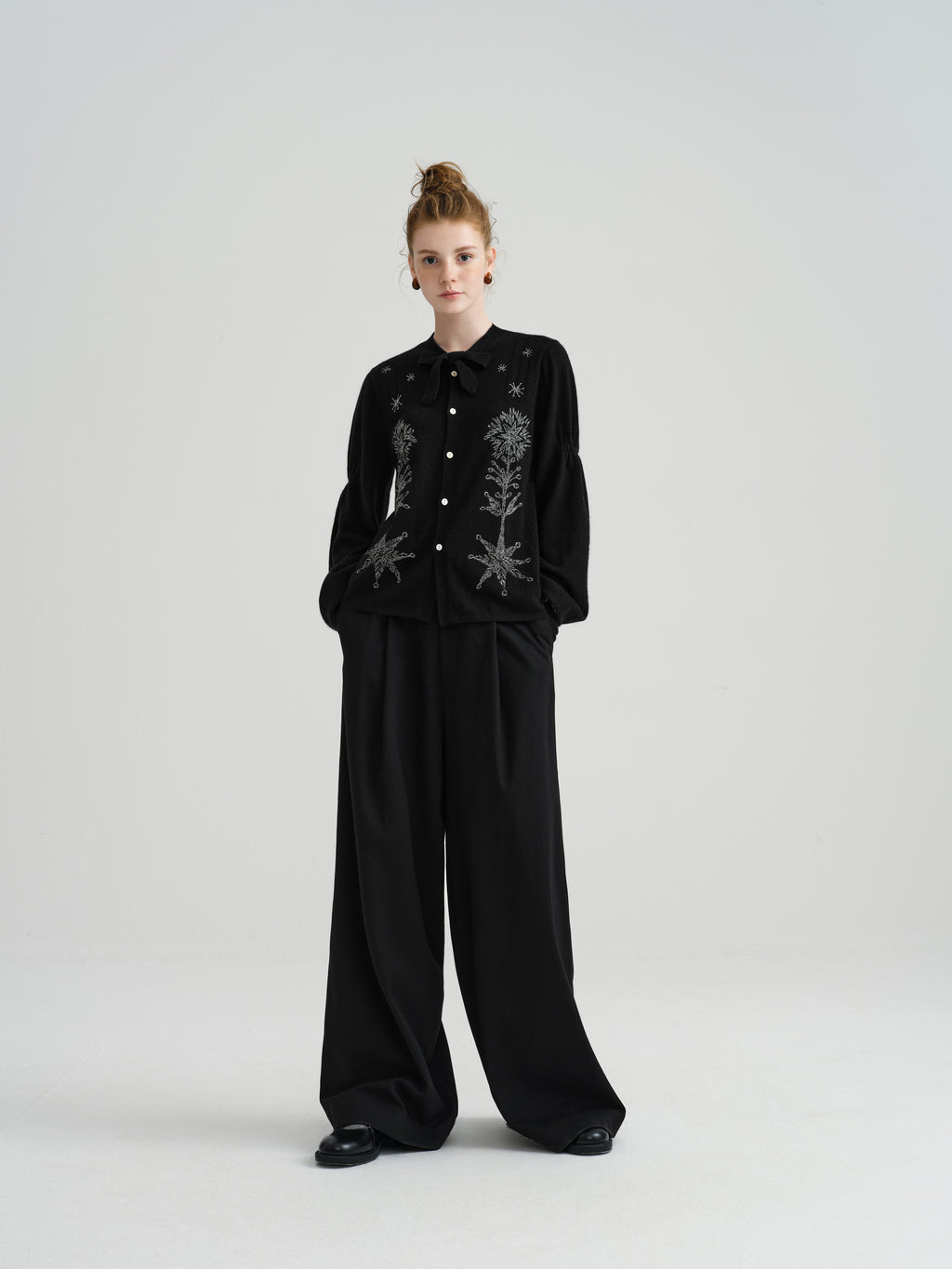 Harune's Bow Cardigan Black
