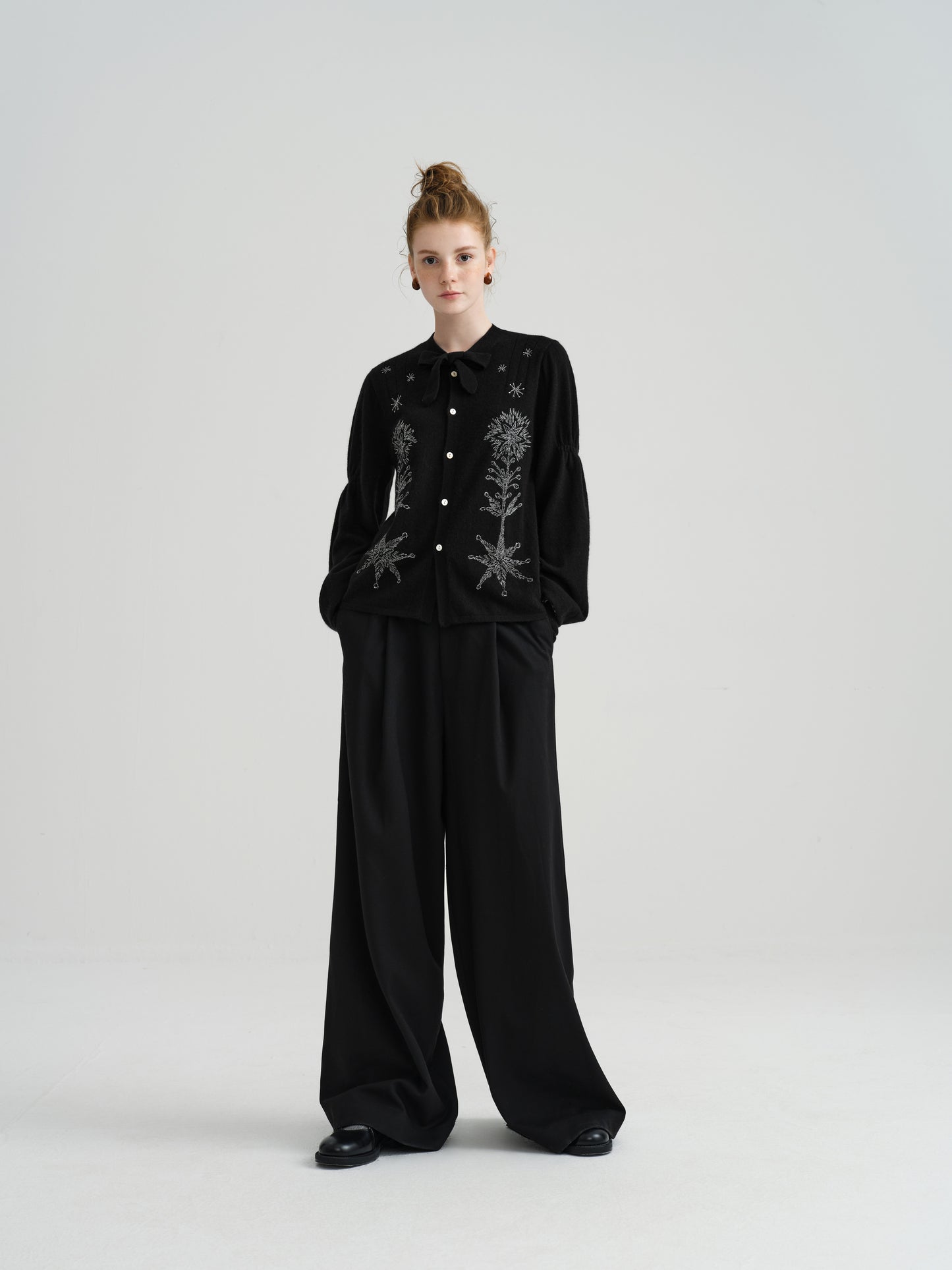 Harune's Bow Cardigan Black