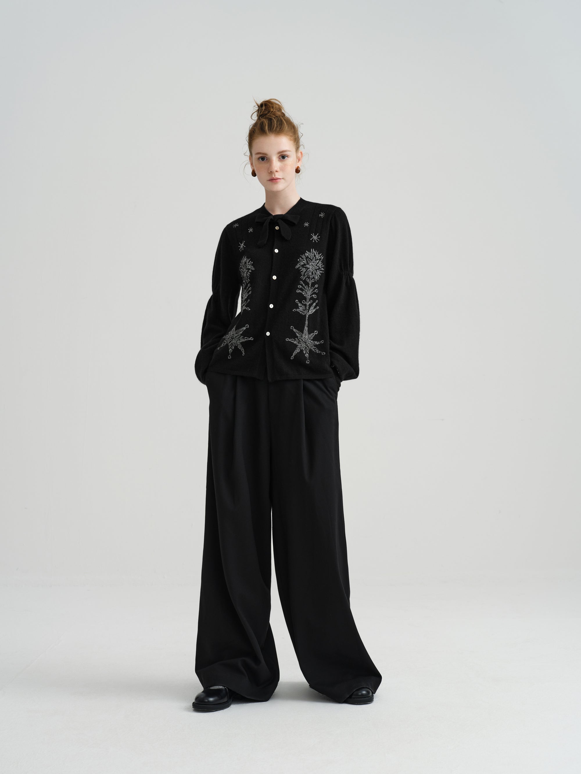 Harune's Bow Cardigan Black