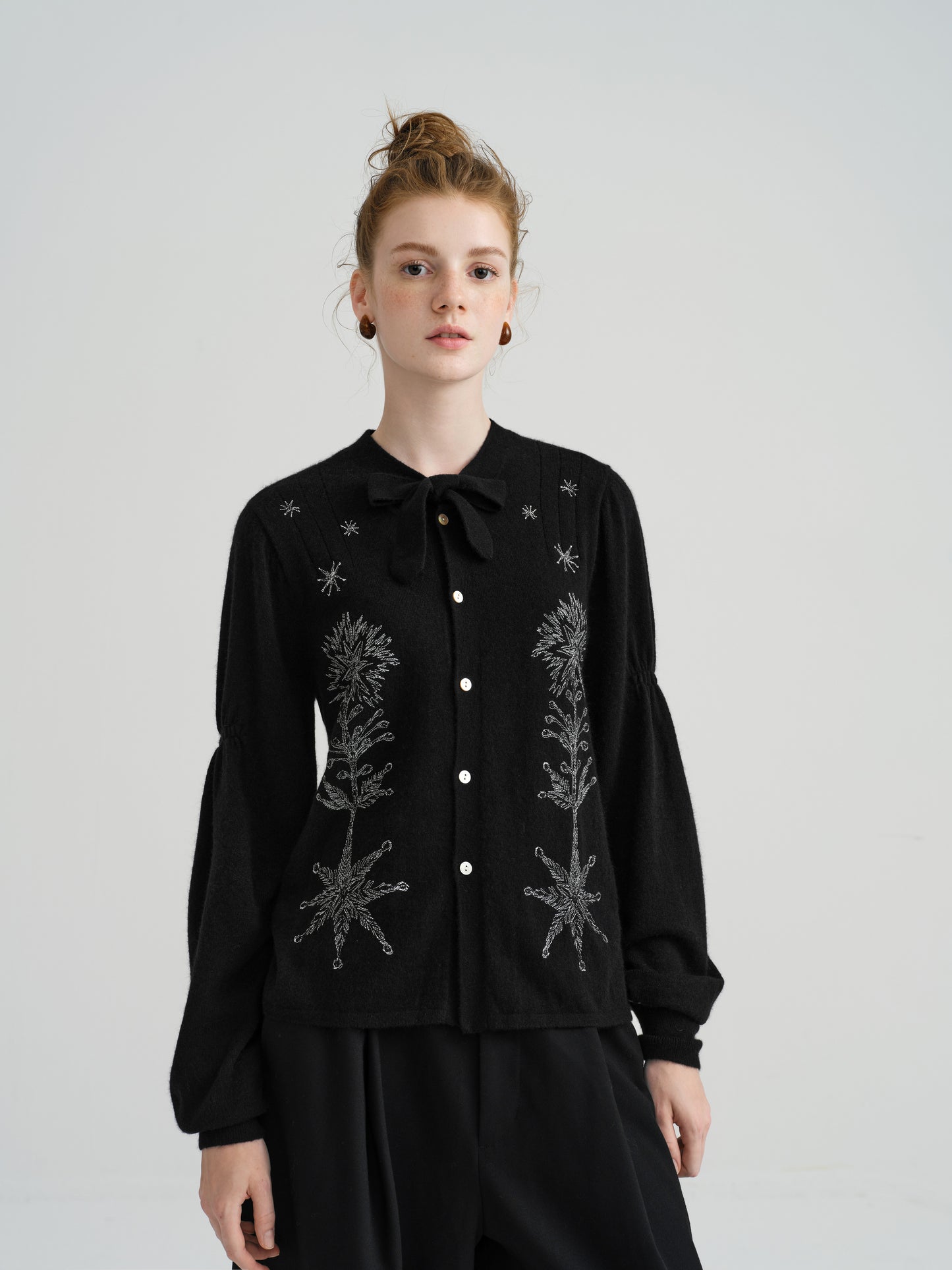 Harune's Bow Cardigan Black