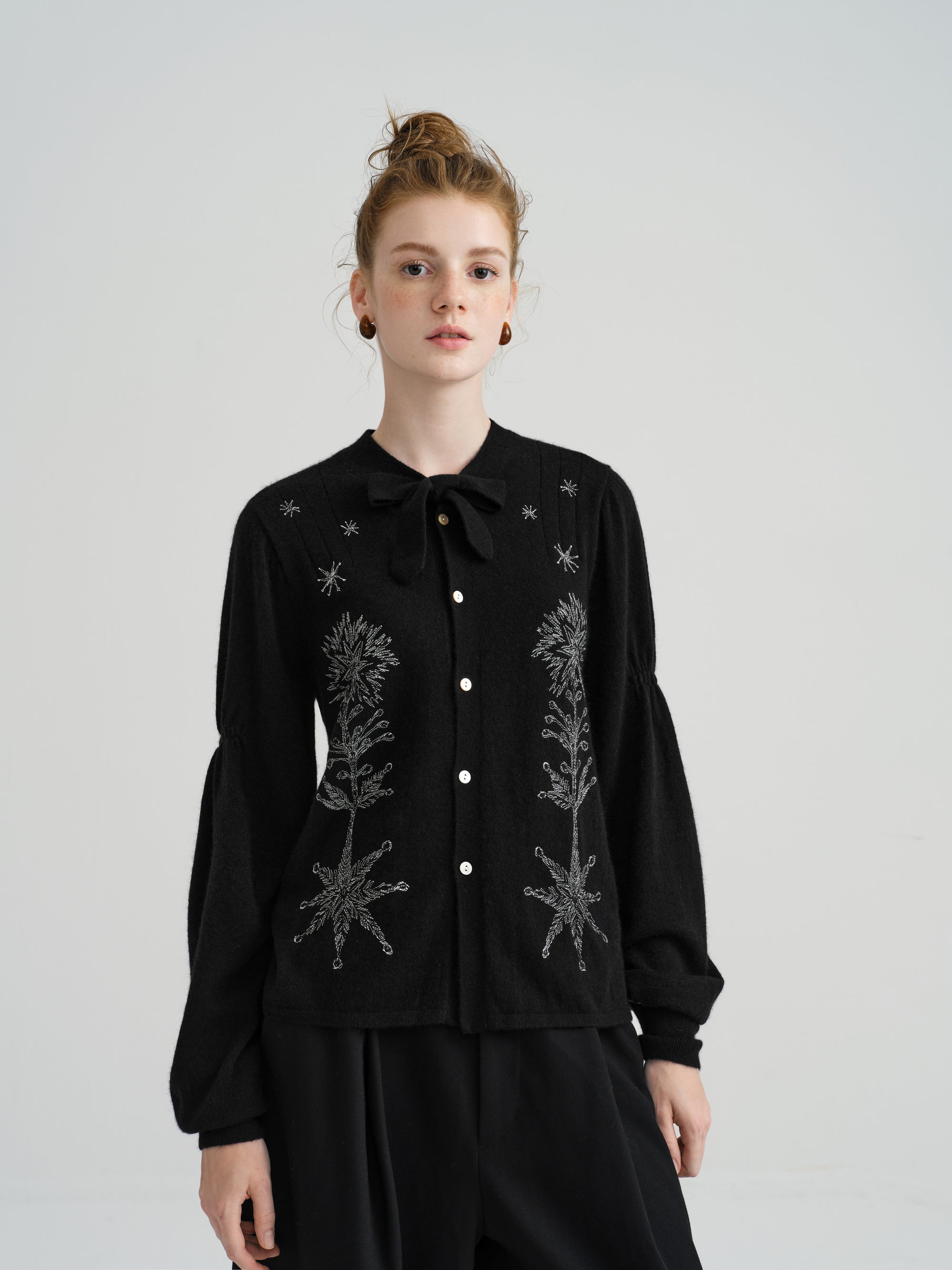 Harune's Bow Cardigan Black