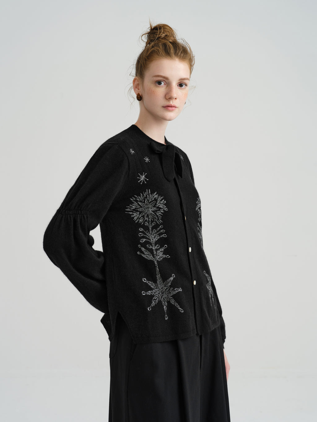 Harune's Bow Cardigan Black