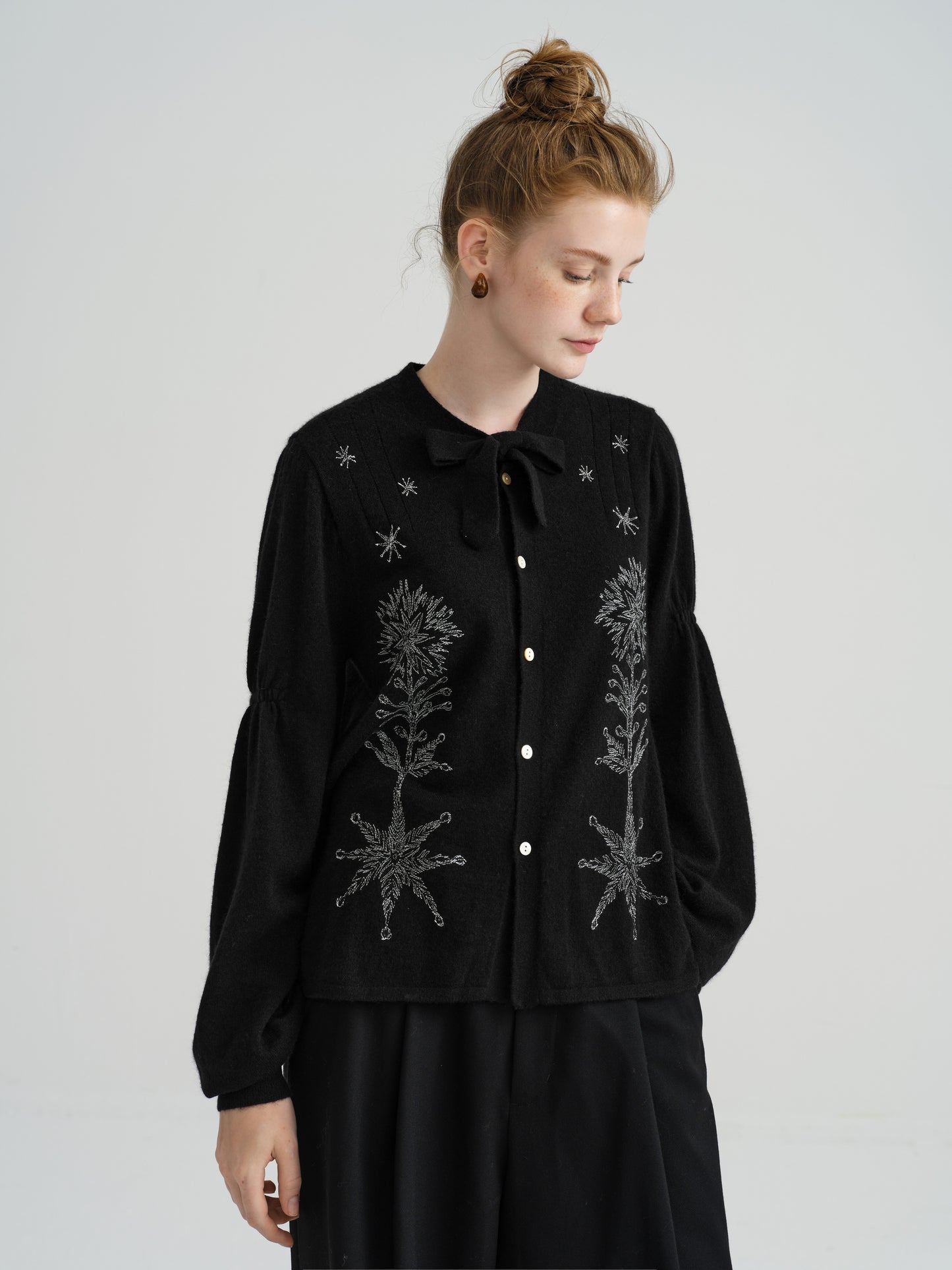 Harune's Bow Cardigan Black