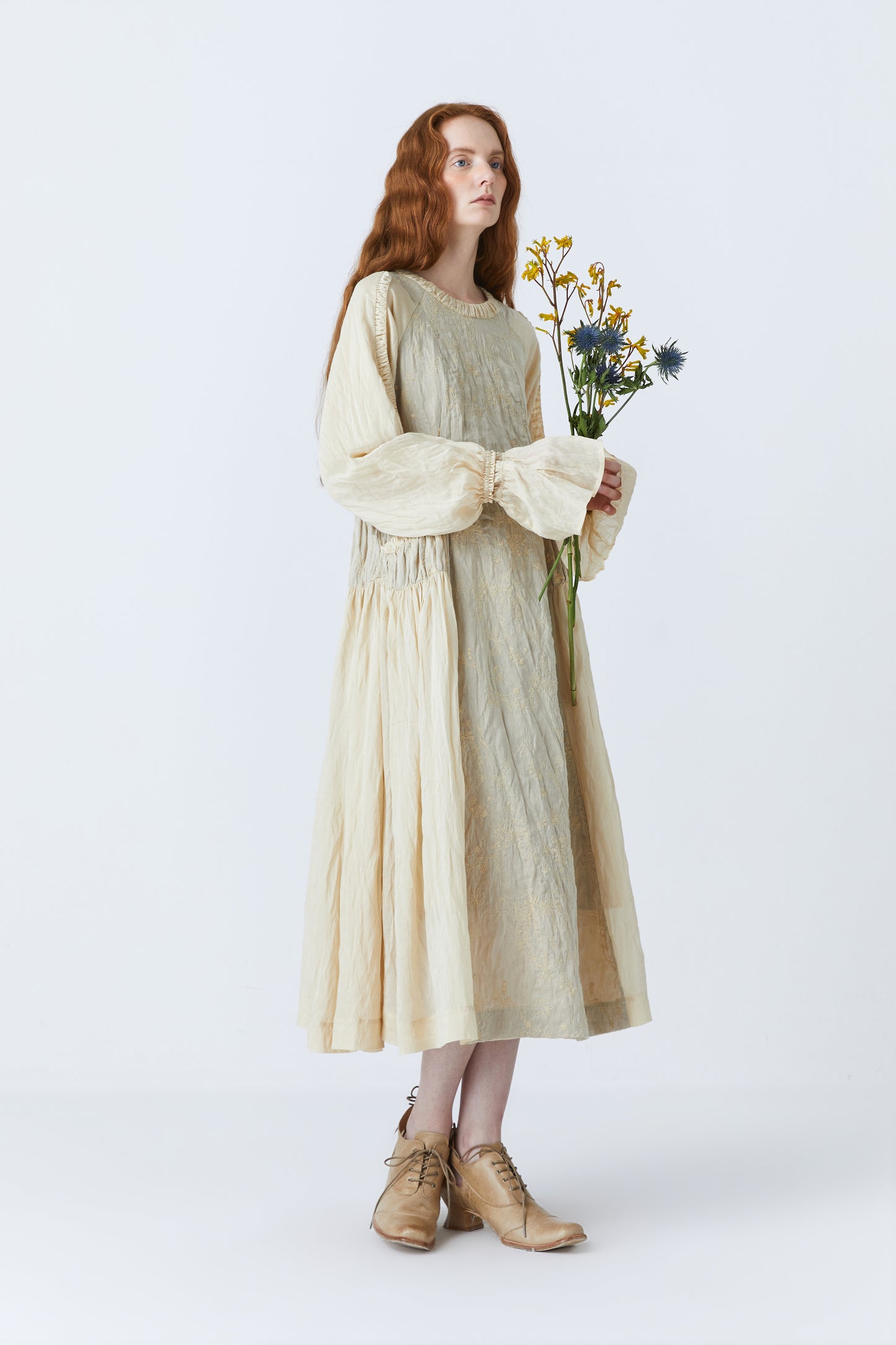 Haline herbal dye dress in beige